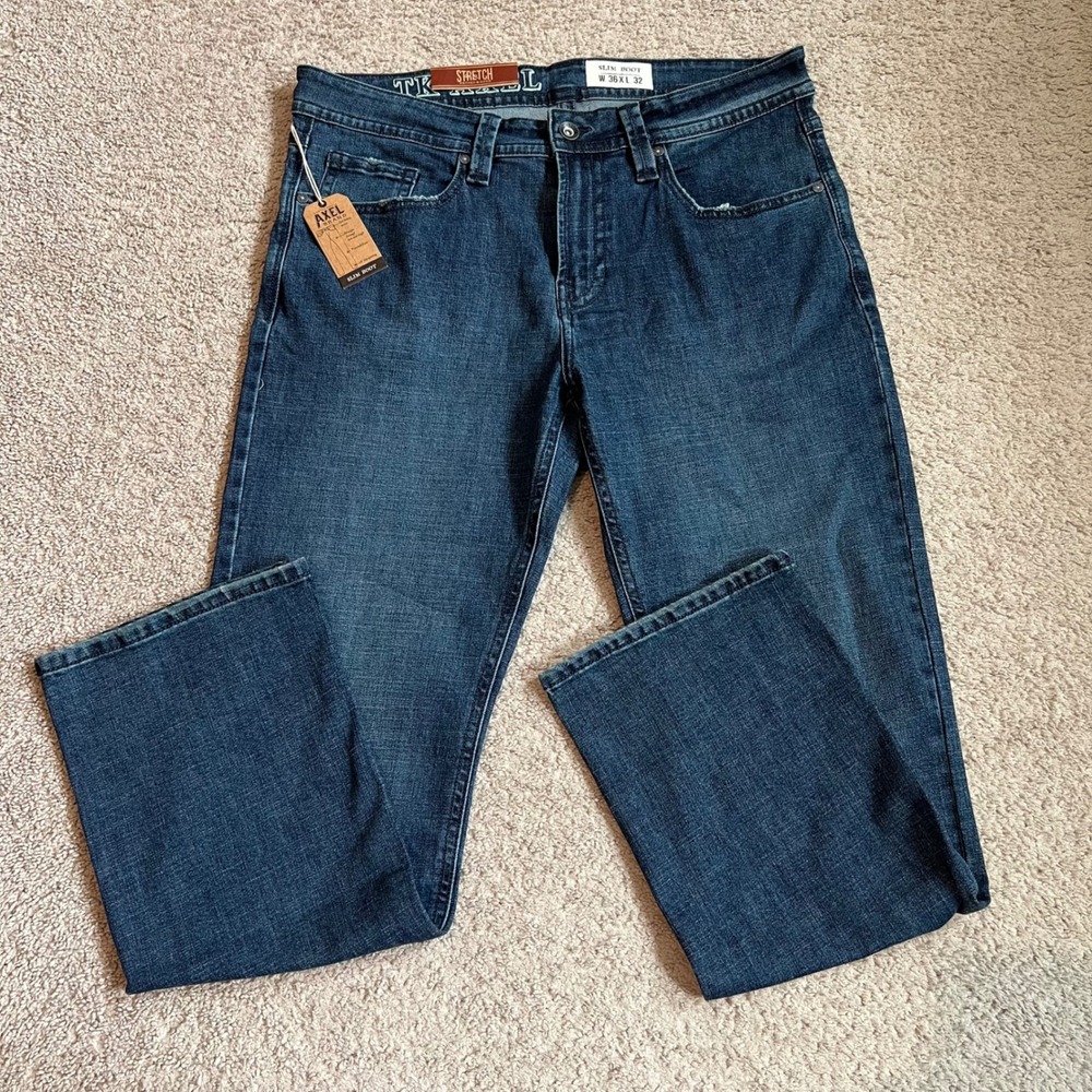 TK Axel Mens Slim Boot Stretch Jeans Dark Wash 36x32 AXMB0075 New